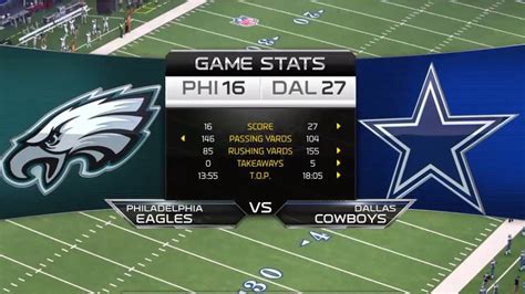 cowboys vs eagles score today